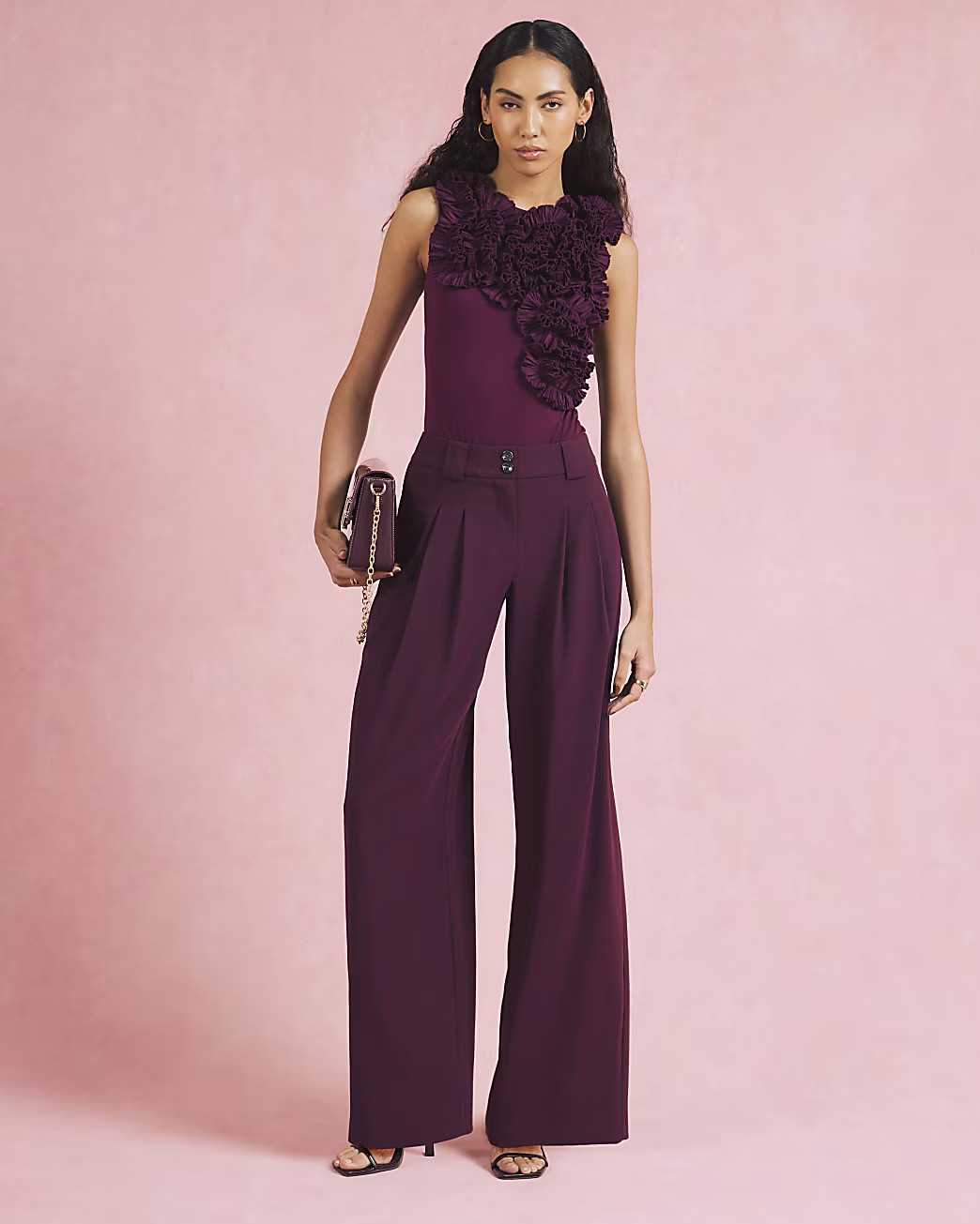 Red Sleeveless Ruffle Bodysuit | River Island UK & IE