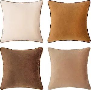 MONDAY MOOSE Decorative Throw Pillow Covers Cushion Cases, Set of 4 Soft Velvet Modern Double-Sid... | Amazon (US)