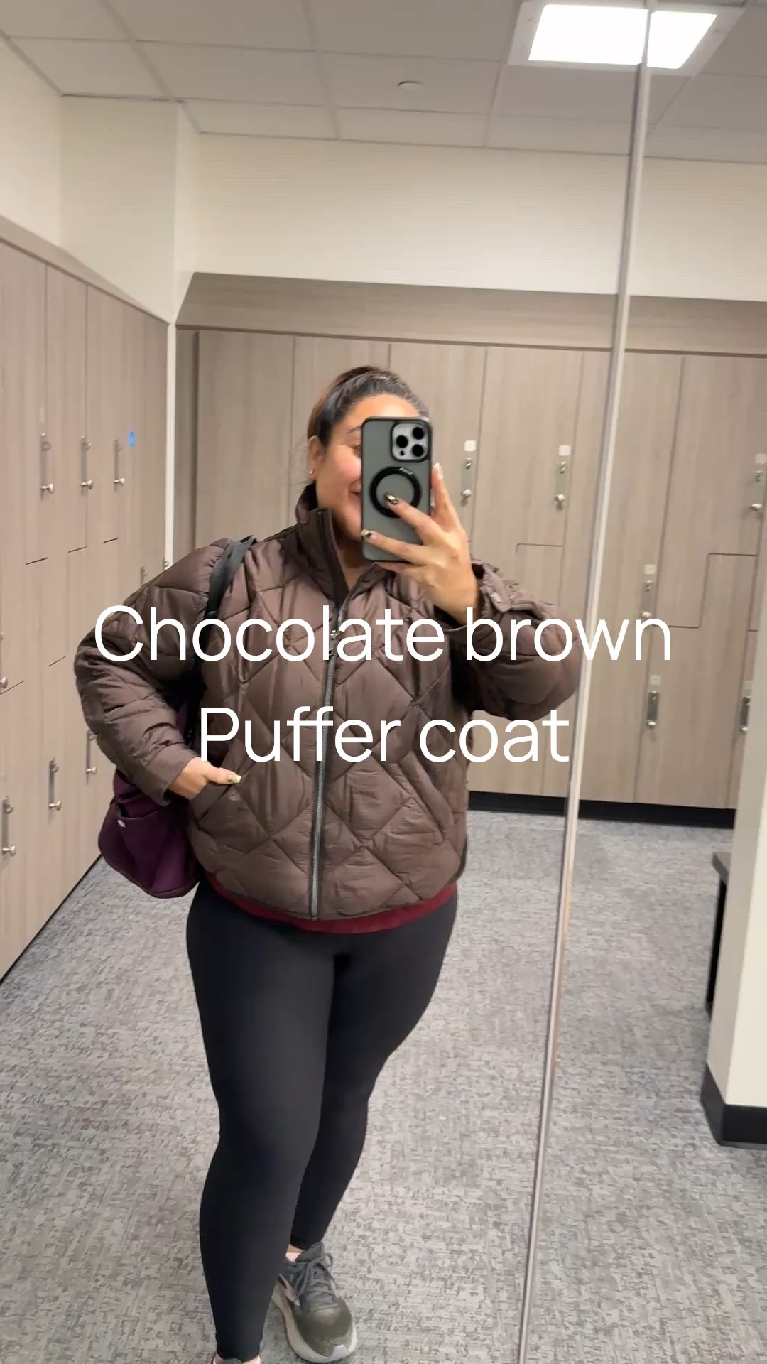 Winter outfit for the gym 💪🏼 

BCBG Women's Cropped Diamond Quilted A-Line Jacket feather free and able to roll coat into the inside pocket for travel! 
Stand collar; front zip closure
Two snap pockets at waist
Water resistant
Lined

Jumpsuit is Old Navy PowerSoft only $13 today!