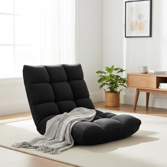 Cushioned Floor Chair, 14-Position Adjustable Padded Lazy Recliner with Comfortable Back Support ... | Amazon (US)