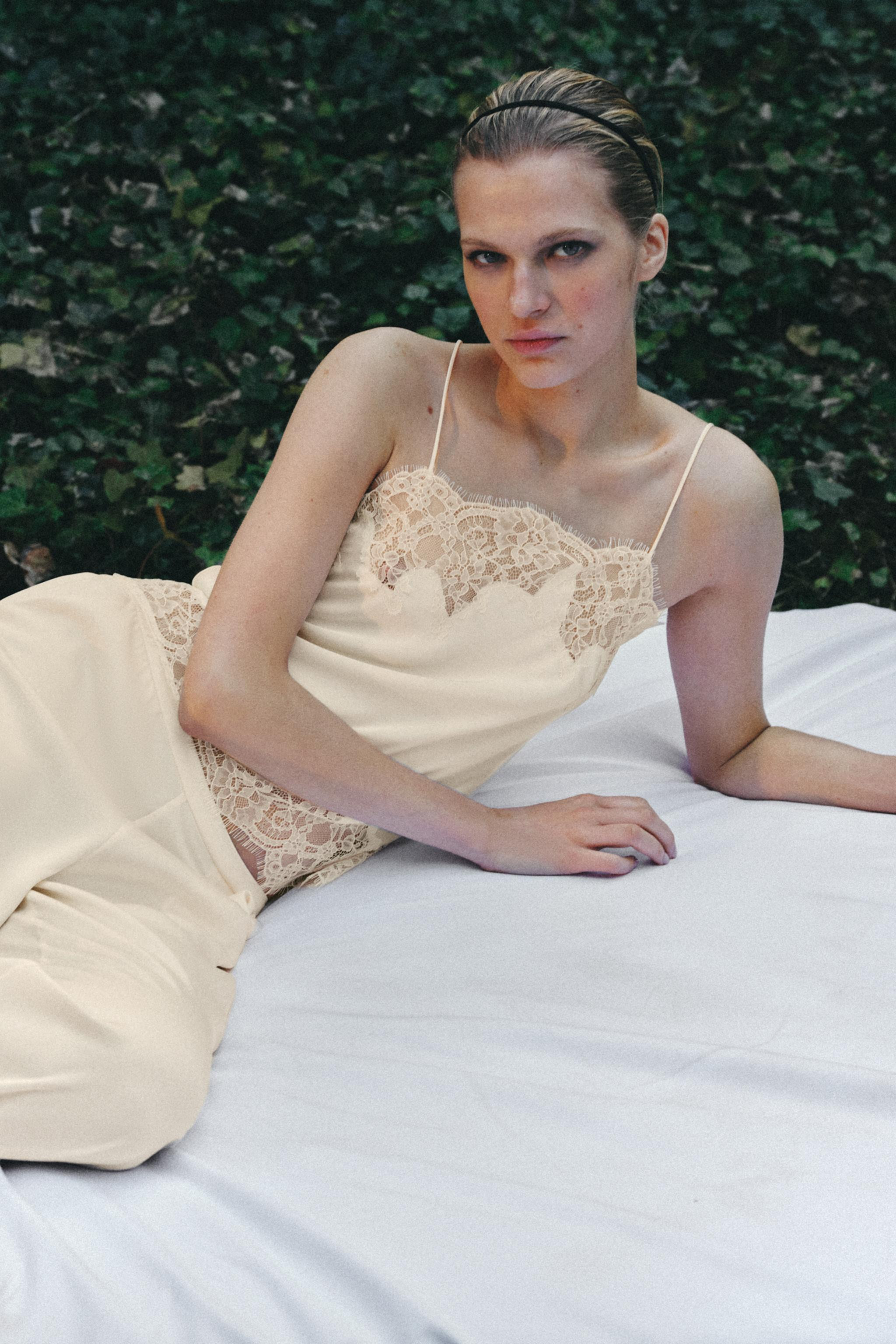 SATIN LACE-TRIMMED CAMISOLE TOP | Zara UK