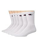 Champion womens Double Dry 6-pair Pack Logo Crew Socks, White, 9 US | Amazon (US)
