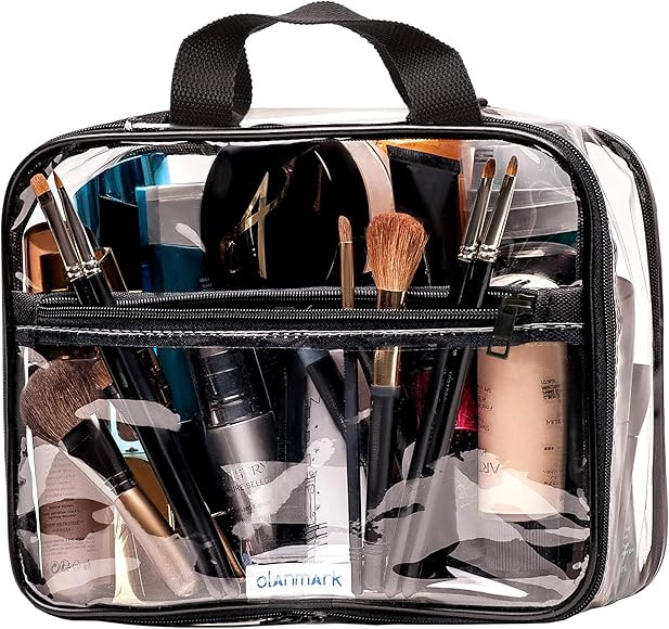 Clear Toiletry Bag - PVC Makeup Bag - Large Transparent Cosmetic Travel Case - See Through Packin... | Amazon (US)
