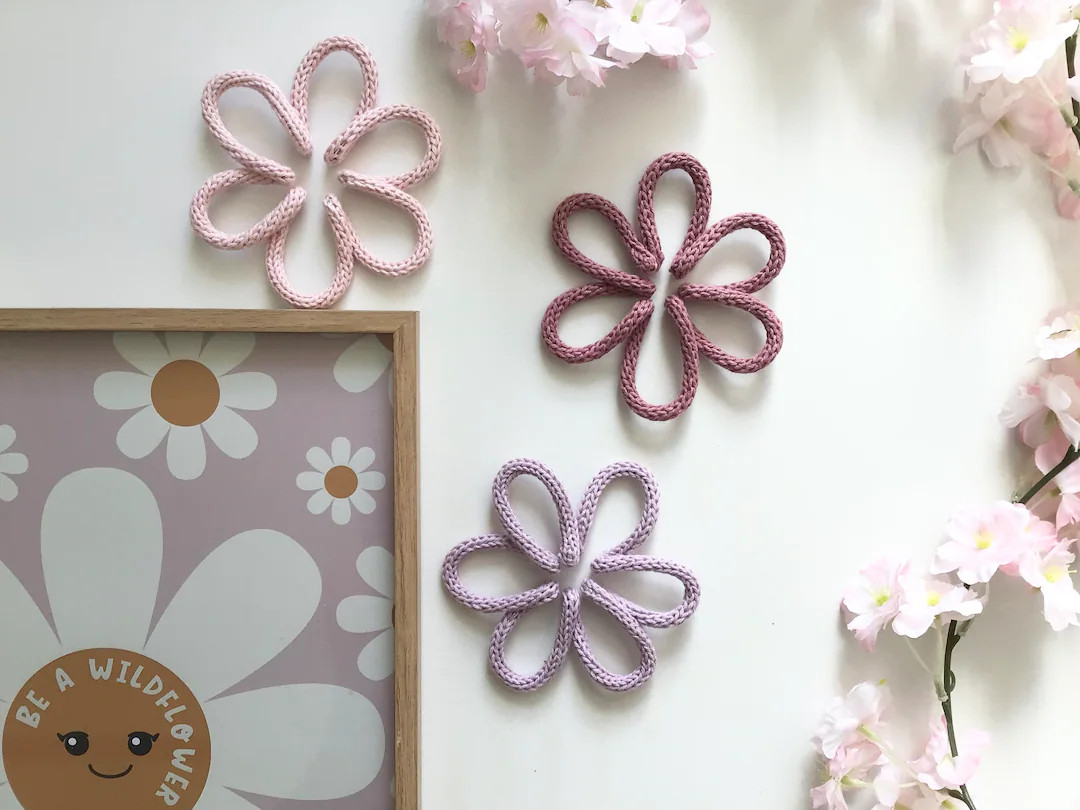 Knitted Flowers - Vibrant Kids Bedroom - Floral Decor - Etsy UK | Etsy (Global)