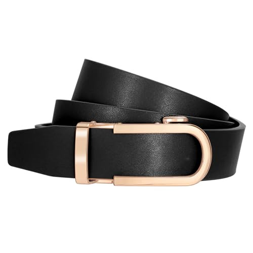 SUOSDEY Women Leather Ratchet Belt for Jeans Pants with Gold Automatic Sliding Buckle,Ladies Dres... | Amazon (US)
