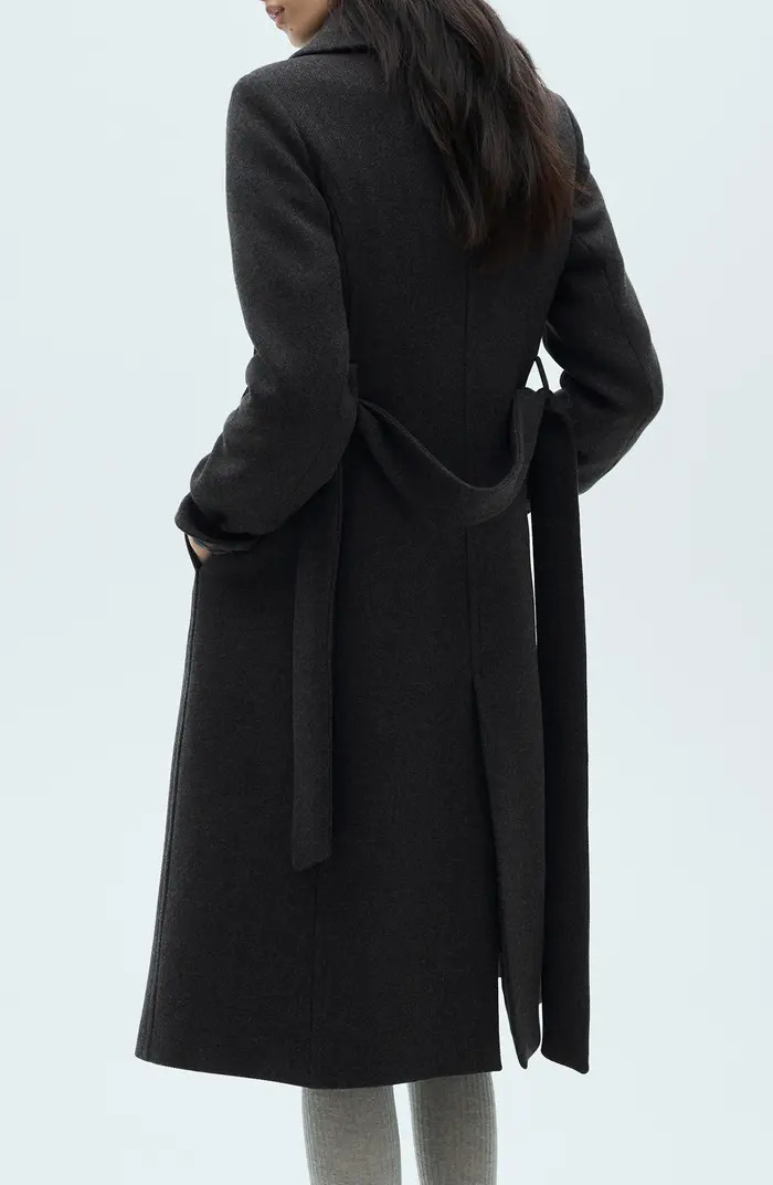 MANGO Belted Wool Blend Coat | Nordstrom | Nordstrom