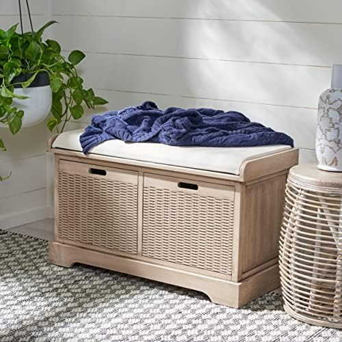 Safavieh Home Collection Landers Sand 2-Drawer/Cushion Storage Bench (Fully Assembled) BCH5702D | Amazon (US)