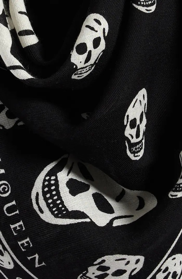 Skull Print Wool Fringe Scarf | Nordstrom