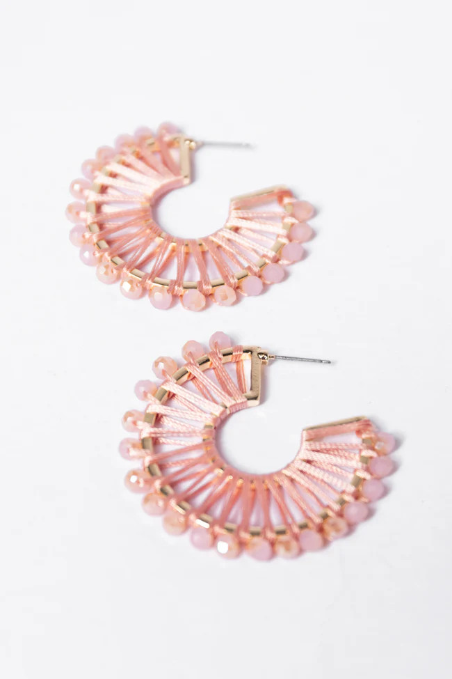 Pink Thread Wrapped Hoop Earrings SALE | Pink Lily