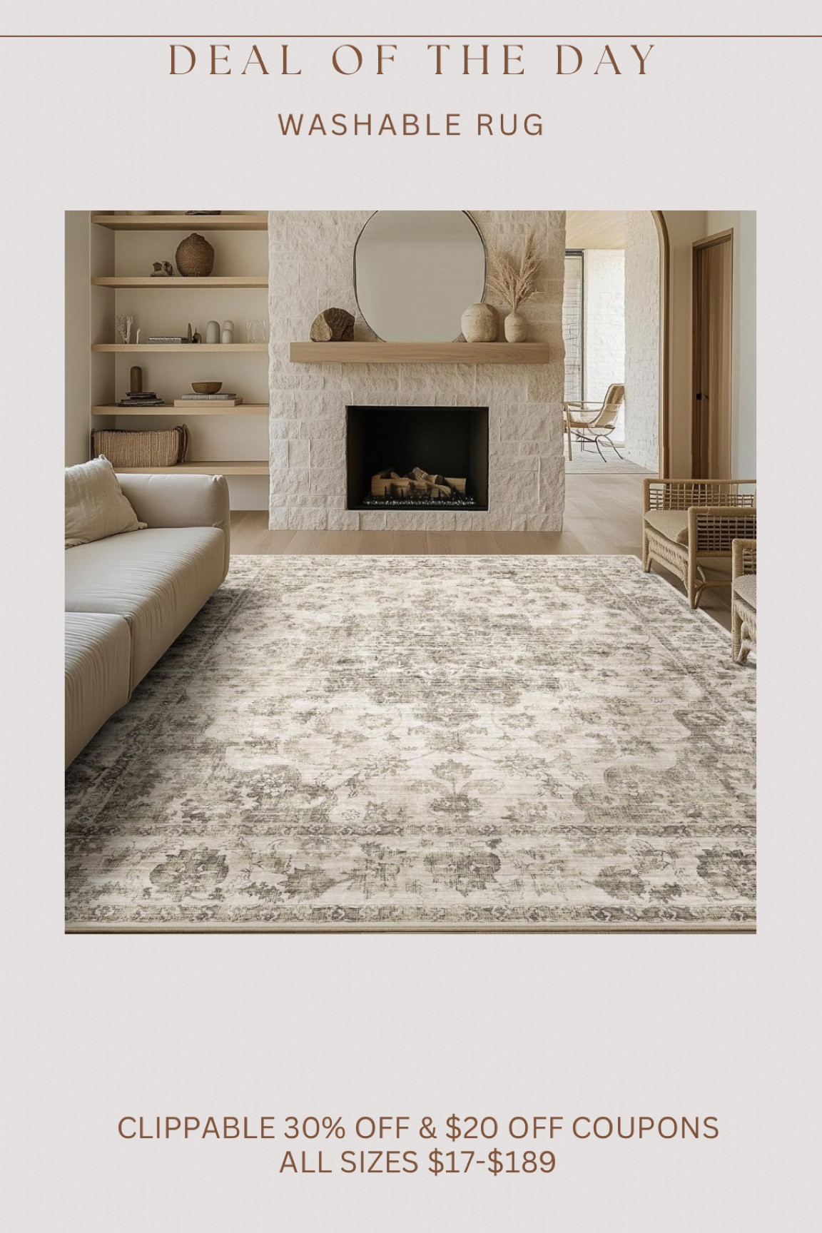 Amazon rug deal! Neutral washable rug on sale in all sizes! $17-$189!! 😍🙌🏻

#LTKFindsUnder100 #LTKHome #LTKSaleAlert