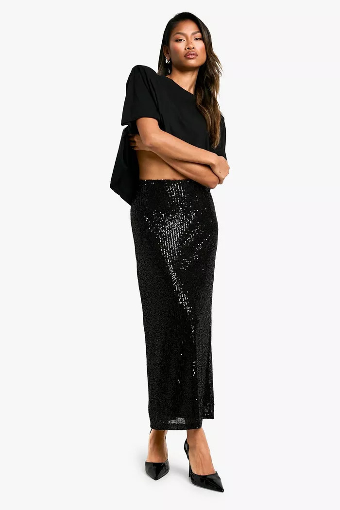 Knitted Sequin Midaxi Skirt | Boohoo.com (UK & IE)