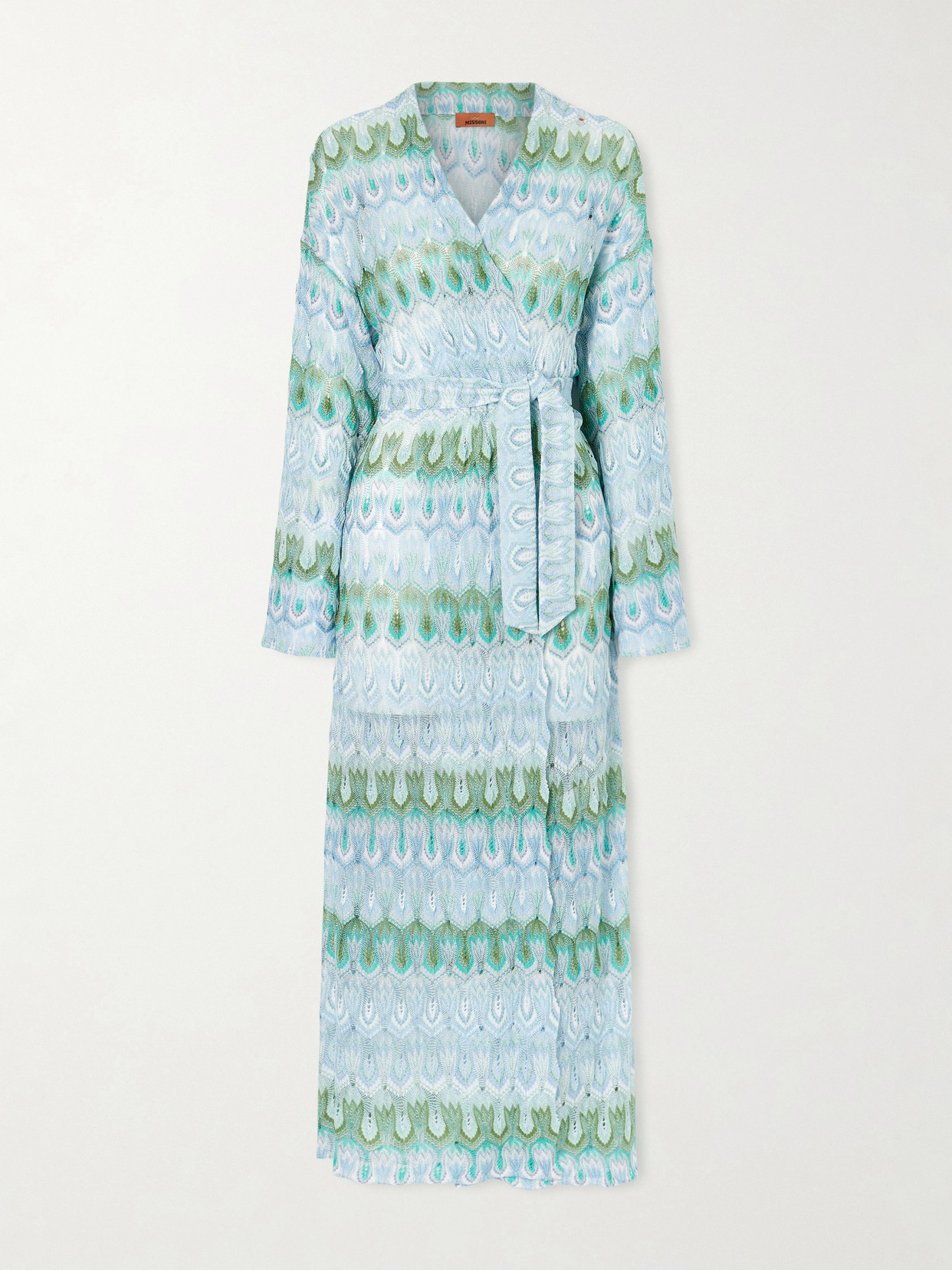 Missoni - Belted Metallic Crochet-knit Kaftan - Blue | NET-A-PORTER (US)