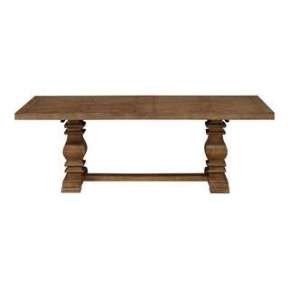 Home Decorators Collection Eldridge 55 in. Haze Brown Large Rectangle Wood Coffee Table with Pede... | The Home Depot
