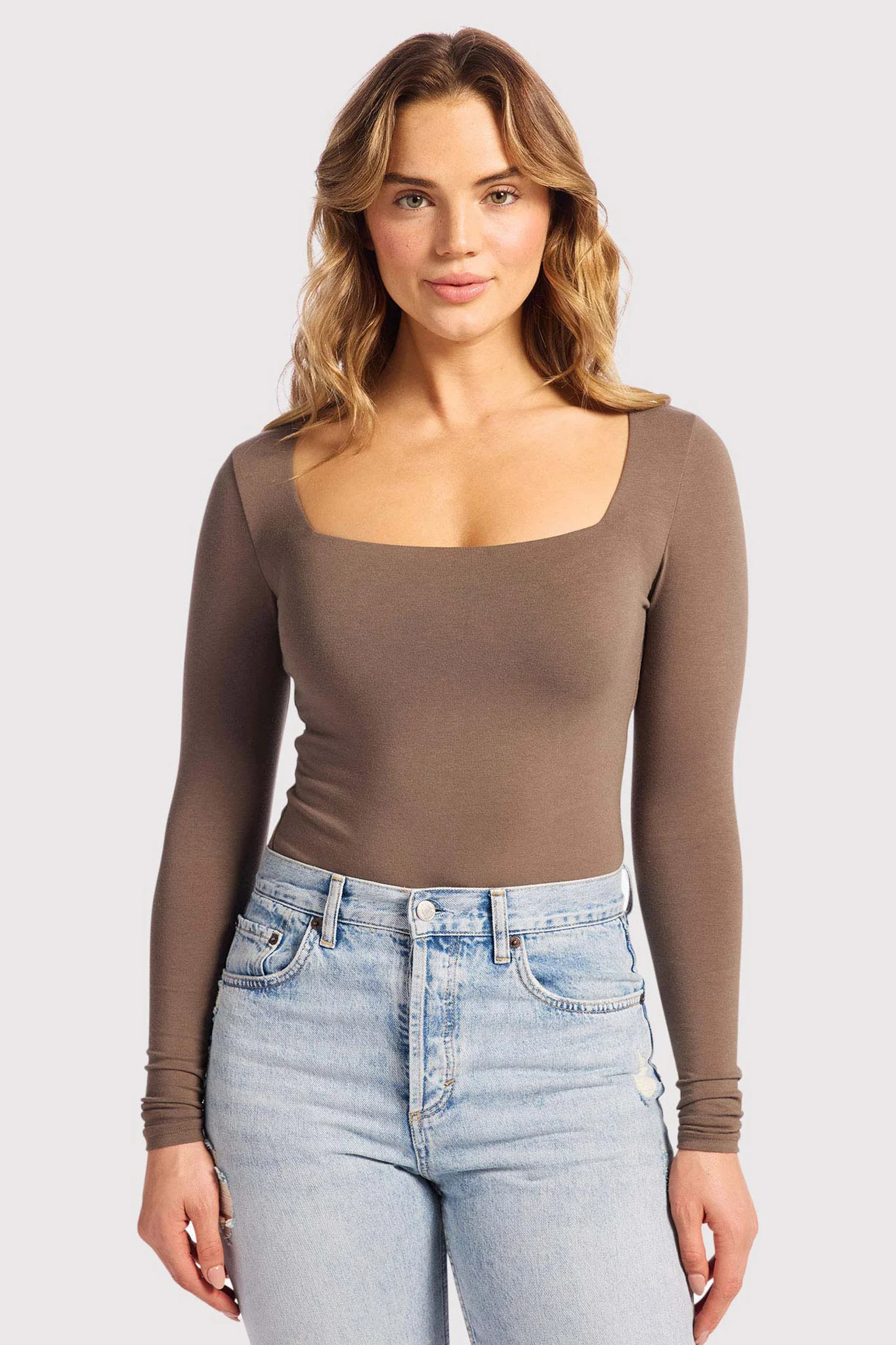 Long Sleeve Square Neck Bodysuit | nuuds