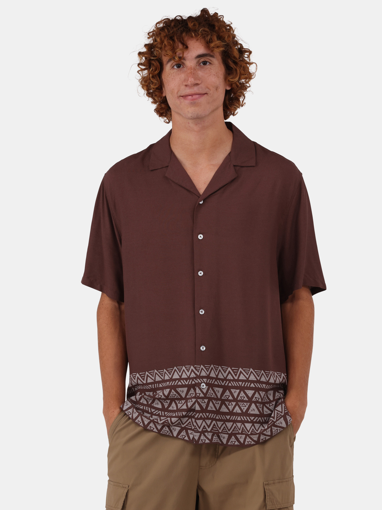 No Boundaries Printed Rayon Button Up Resort Shirt with Short Sleeves, Men's & Big Men's - Walmar... | Walmart (US)