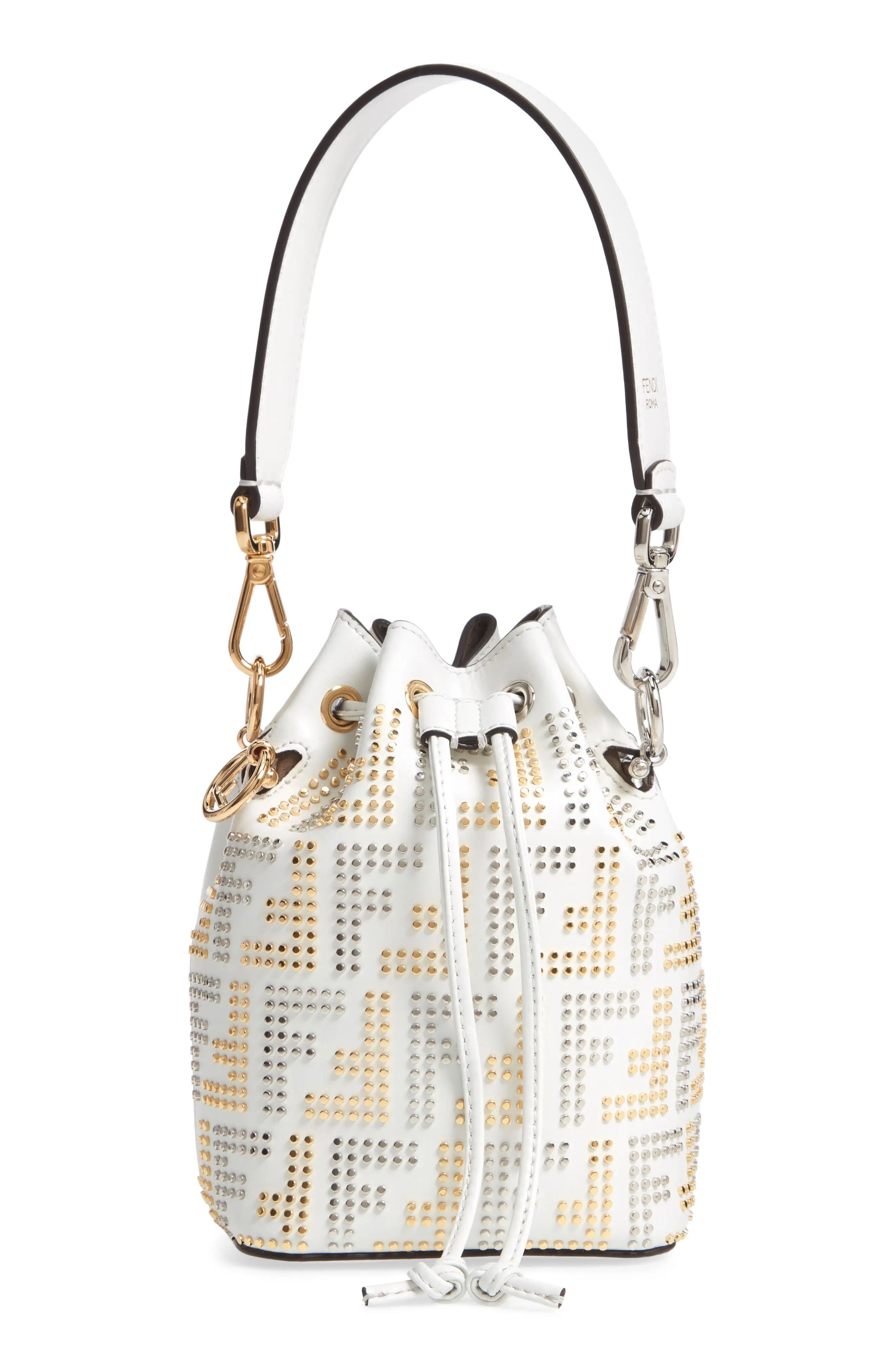 Fendi Mon Tresor Studded Logo Leather Bucket Bag | Nordstrom