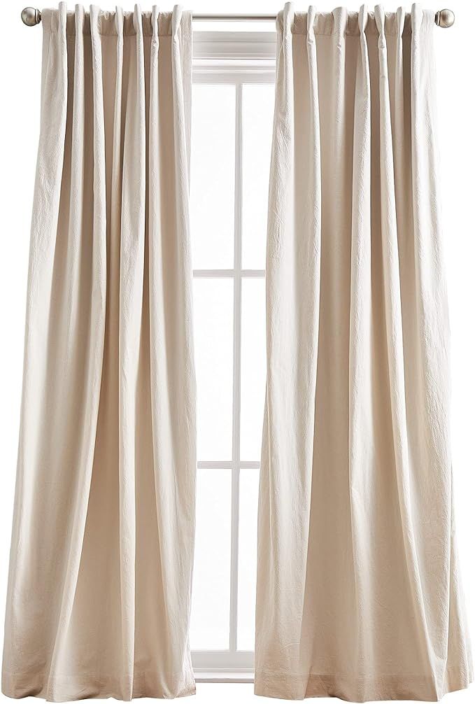 Peri Home Sanctuary Back Tab Room Darkening Lined Window Curtain Panel Pair, 95", Linen | Amazon (US)