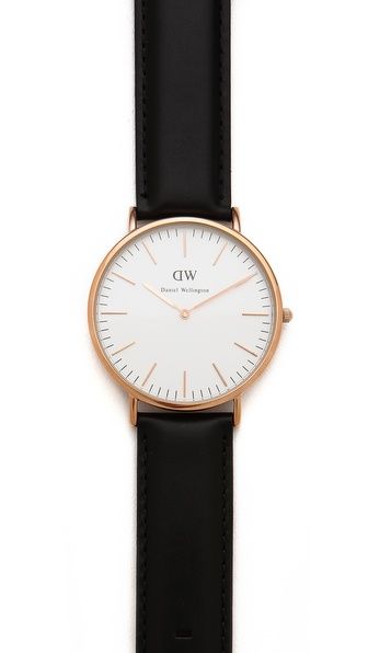 Daniel Wellington Sheffield 40Mm Watch With Black Leather Band - Rose Gold | East Dane