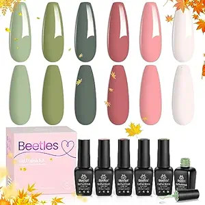 beetles Gel Polish 6 Colors Green Pink Gel Nail Polish Tranquil Grace Collection Olive Green Gel ... | Amazon (US)