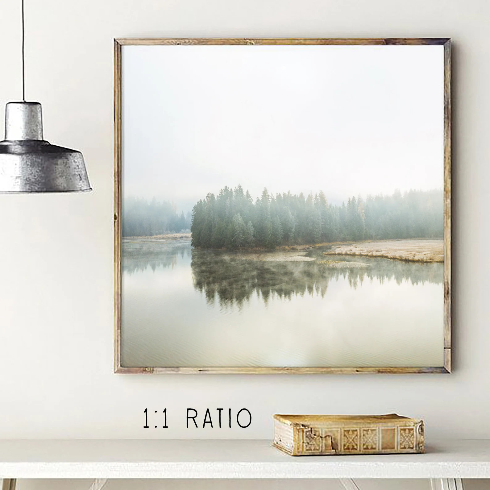 Minimalist Shore Line Print, Forest Fog Print, Cabin Decor, Lake Print, Nature Landscape, Printab... | Etsy (US)