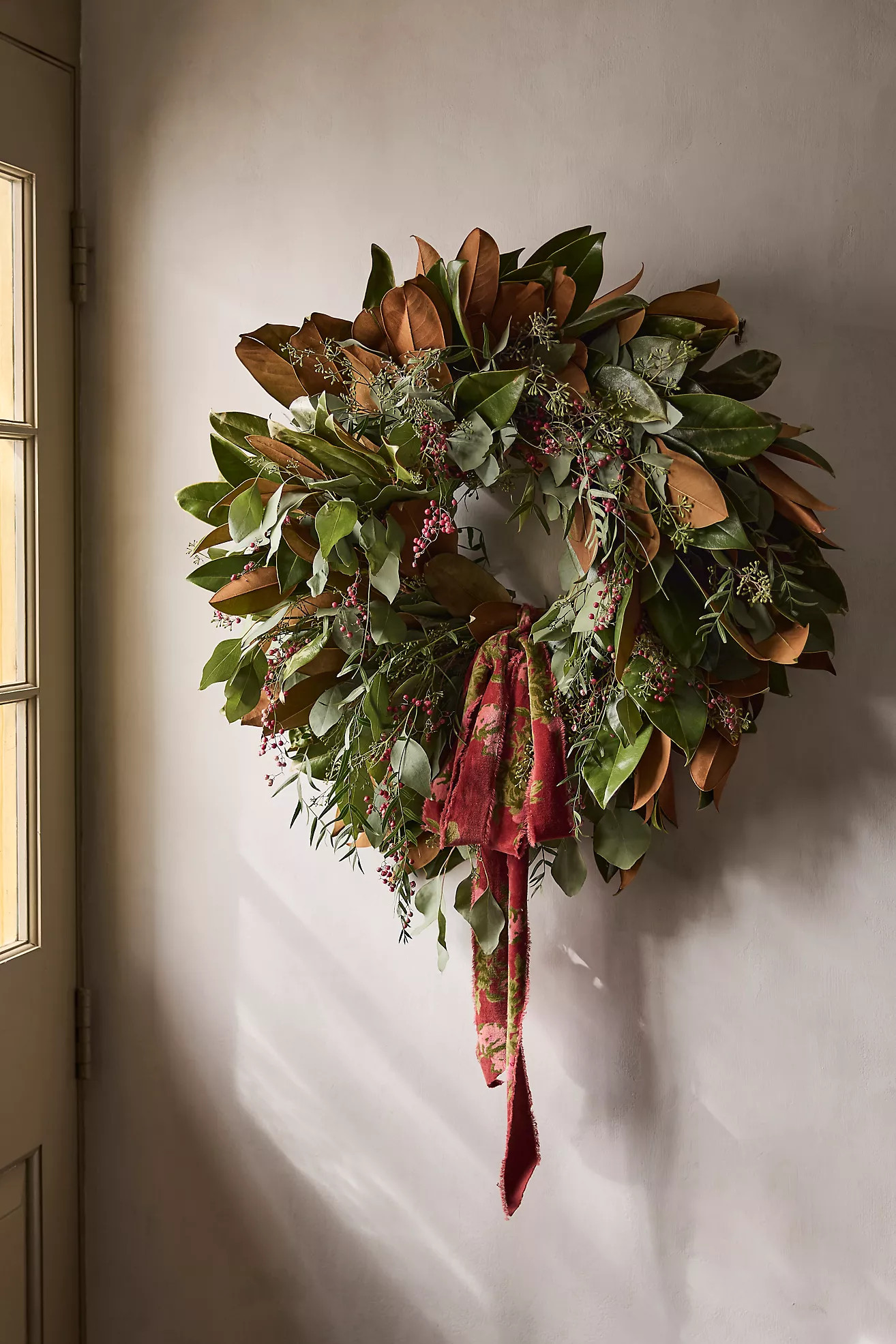 Fresh Seeded Magnolia & Berry Wreath, 20" | Terrain
