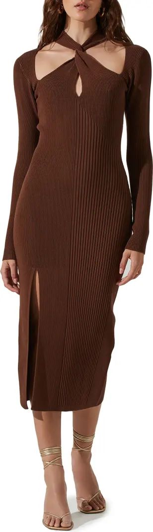 ASTR the Label Cutout Twist Front Long Sleeve Sweater Dress | Nordstrom | Nordstrom