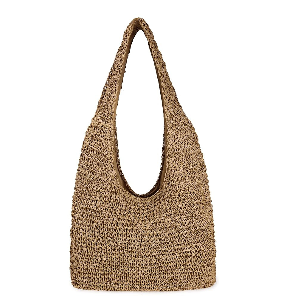 Women Large Straw Beach Bag Handmade Woven Shoulder Bags Hobo Tote Handbag Purse for Summer | Amazon (US)