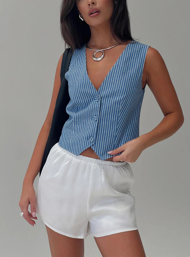 Veridian Vest Blue Stripe | Princess Polly US