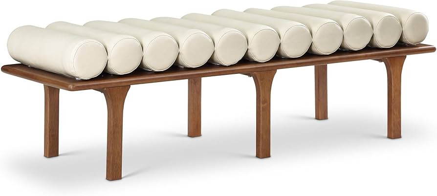Meridian Furniture Landon Cream Vegan Leather Bench | Amazon (US)