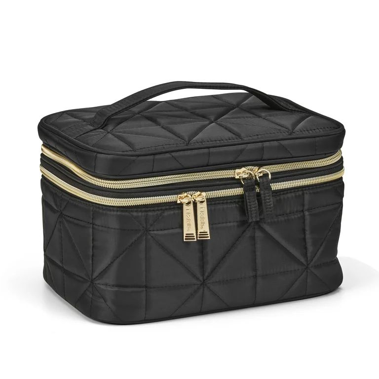 Modella Double Zip Cosmetic Accessory Train Case in Quilted Geometric Design with Separate Brush ... | Walmart (US)