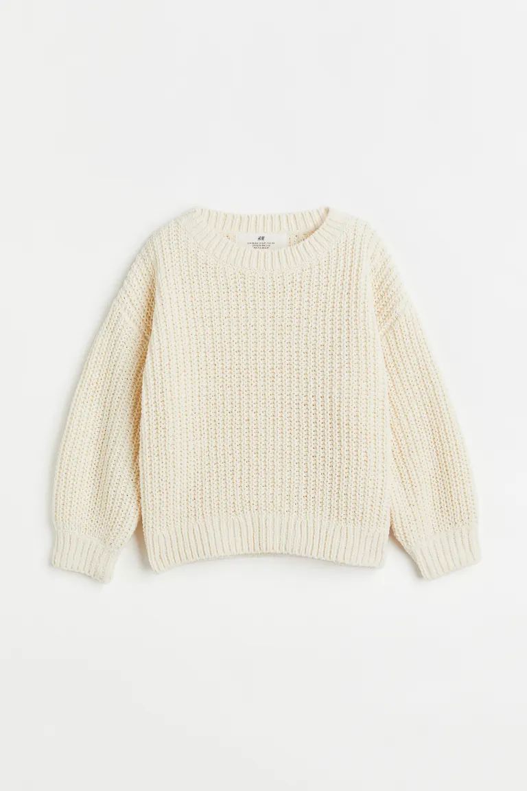 Knit Chenille Sweater - Light beige - Kids | H&M US | H&M (US + CA)
