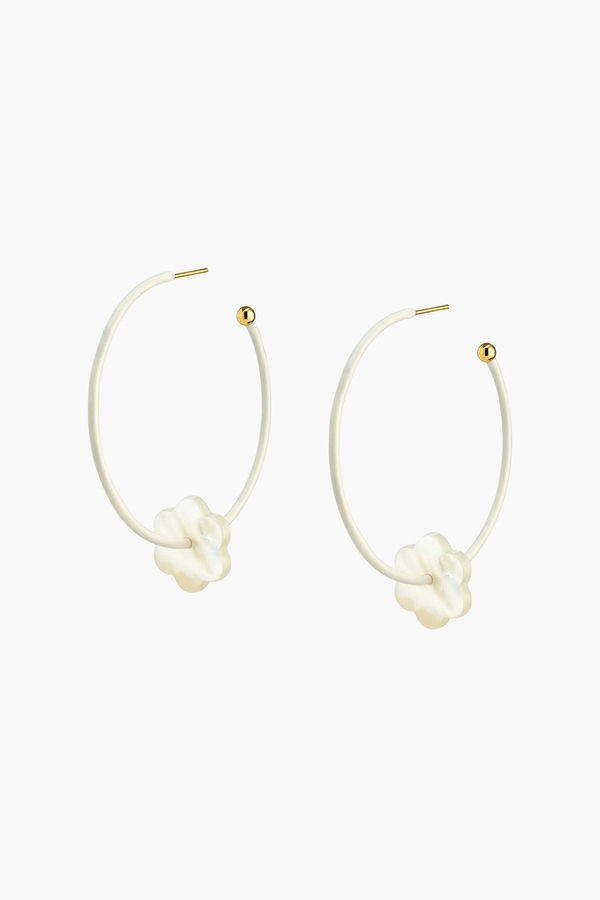 Ivory Enamel Flower Hoop-La | Tuckernuck (US)
