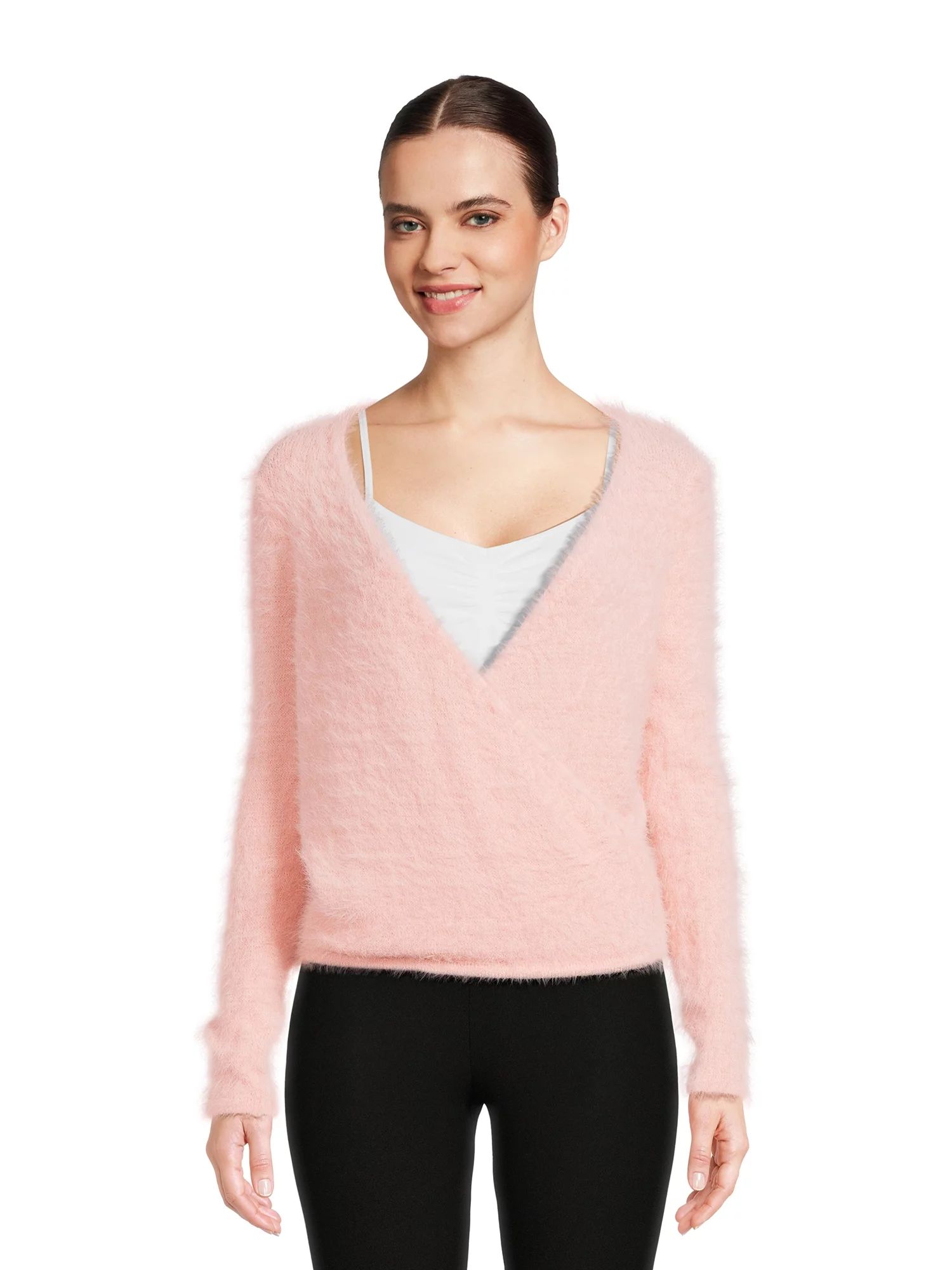 Love by Design Women's Juniors Wrap Sweater with Long Sleeves, Midweight | Walmart (US)