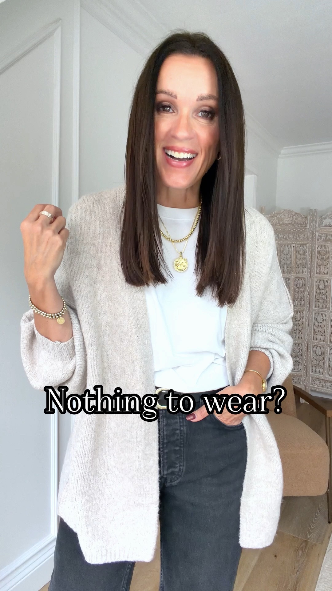 Reminder that getting dressed doesn’t have to be complicated. Grab your favorite jeans, basic white t-shirt, layer on a cozy cardigan, and there you go! Don’t forget to add accessories to finish your look.

Sizing:
Cardigan-Amazon, medium
T-shirt-small
Jeans-Zara, I size up in Zara 
Booties-TTS

Casual outfit | elevated casual | fall outfit 


#LTKOver40 #LTKFindsUnder50 #LTKStyleTip