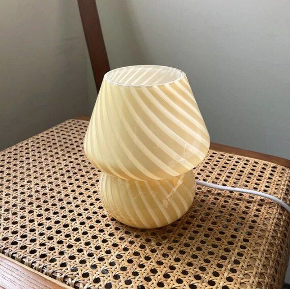 Small Mushroom Shape Glass table lamp Stripes living room art | Etsy | Etsy (US)