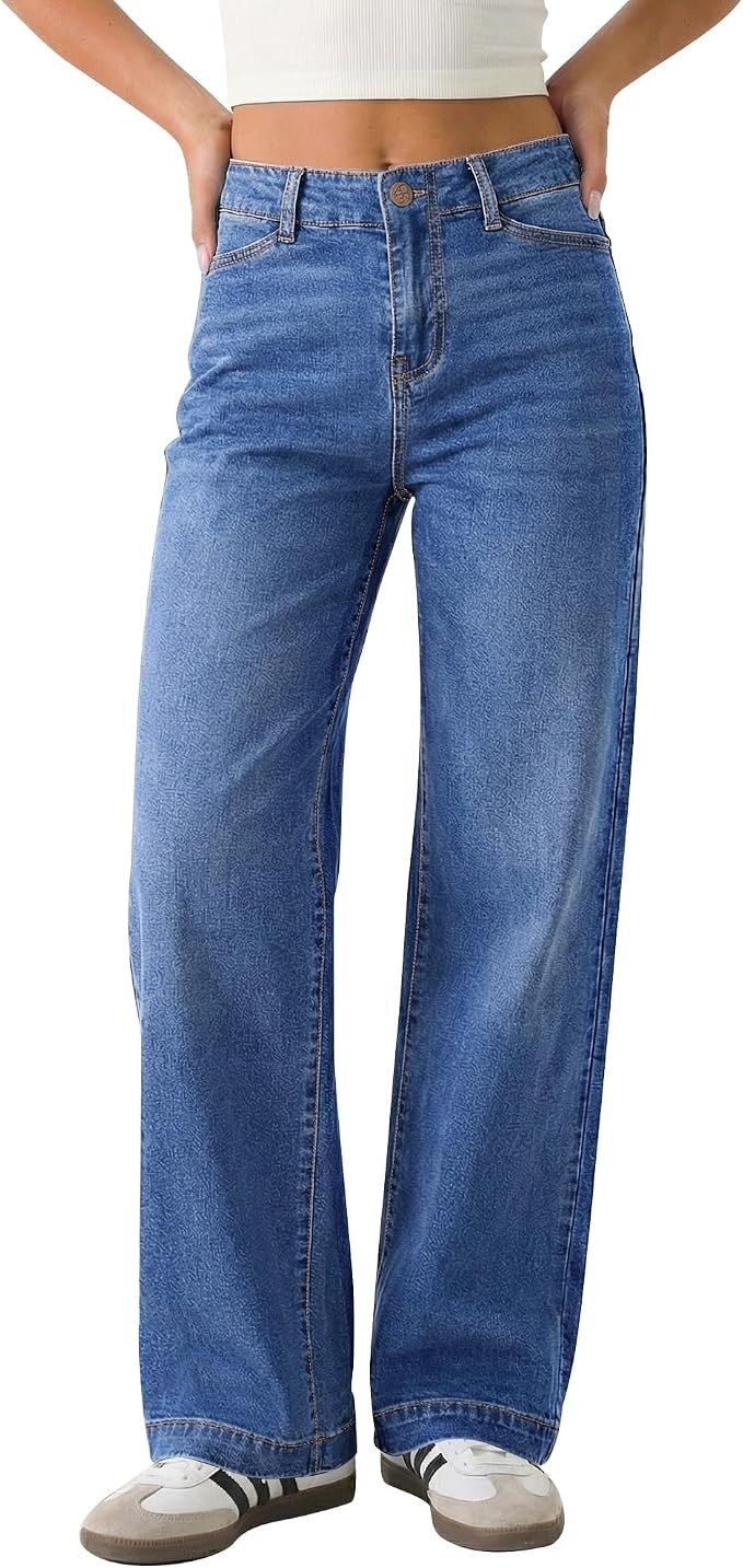 GRAPENT Wide Leg Jeans Woman High Waisted Trendy Stretchy Denim Pants Classic Trouser Jeans with ... | Amazon (US)