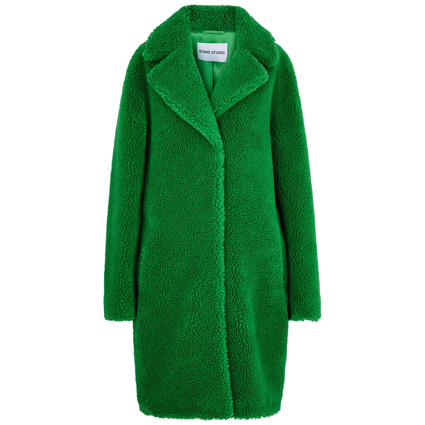 Stand Studio Camille Cocoon Faux Shearling Coat - Bright Green - 8 | Harvey Nichols (Global)