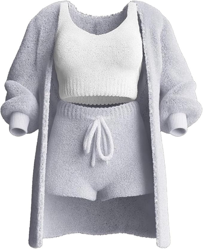 Misscosy Knit Set, Cosy Knit Set, Women's Sexy Warm Fuzzy Fleece 3 Piece Outfits Pajamas | Amazon (US)