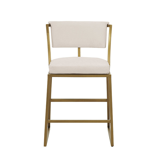 Allister Custom Upholstered Counter Stool in Brass | Ballard Designs, Inc.