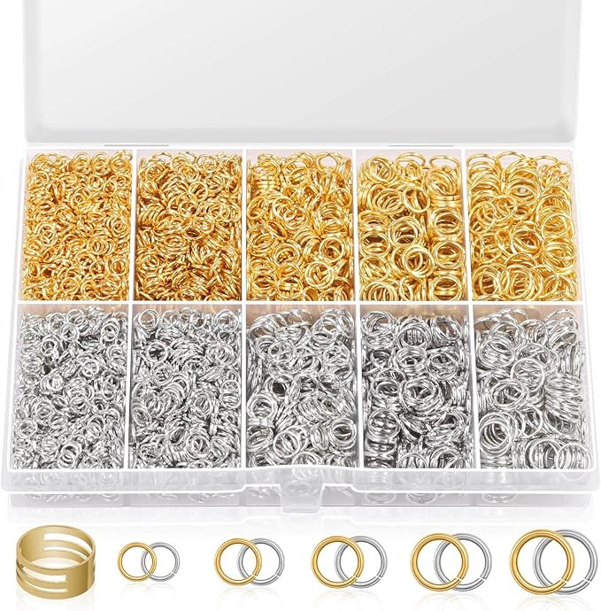 4600Pcs Silver and Gold Jump Rings with Open/Close Tools for Jewelry Making and Necklace Repair (... | Amazon (US)