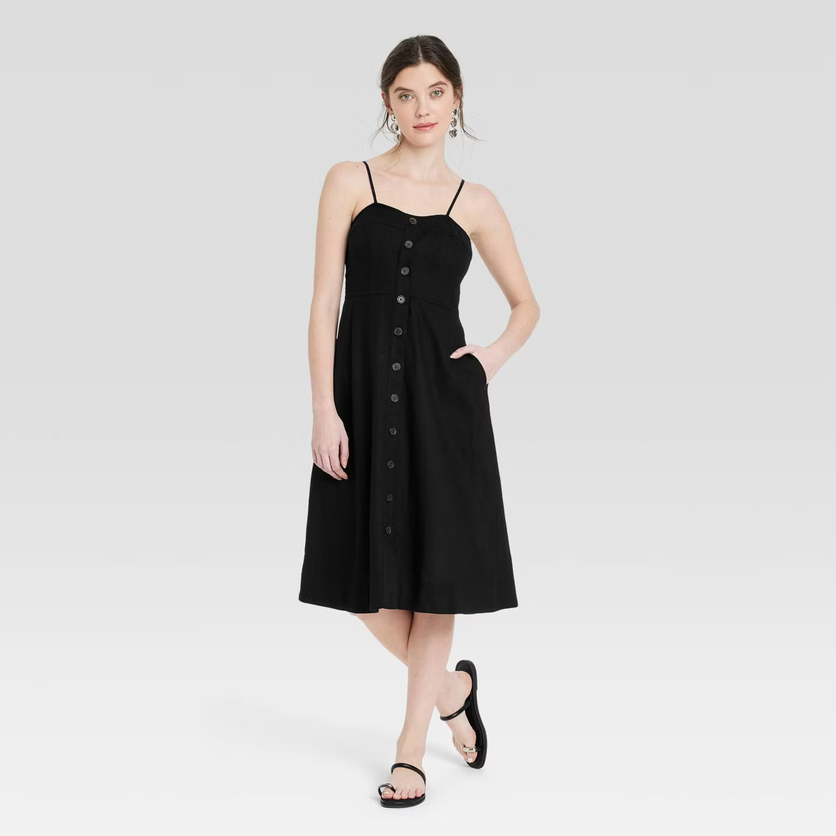 Women's Corset Linen Midi A-Line Dress - Universal Thread™ | Target