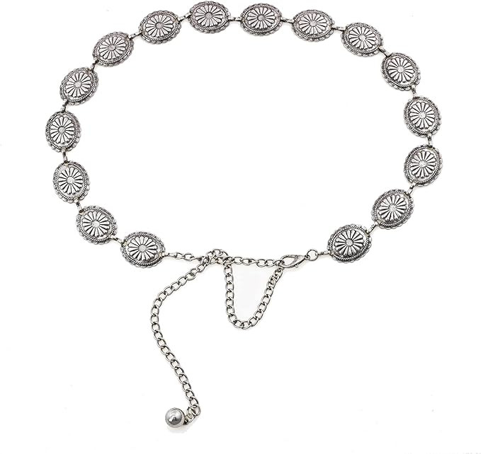 ILuvatar Luvatar Womens Metal Chain Dress Belt Hollow Out Daisy Sweater Belt Decorated Skinny Wai... | Amazon (US)