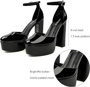 JENN ARDOR Women's Platform Heels Chunky High Heel Pumps Block Heels Ankle Strap Closed Toe for D... | Amazon (US)