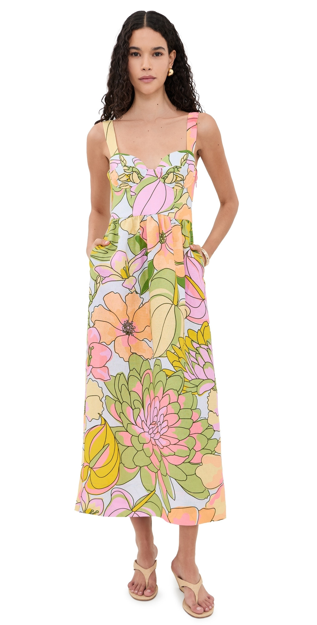 FARM Rio Light Blue Spring Affair Maxi Dress Orange XXS | Shopbop