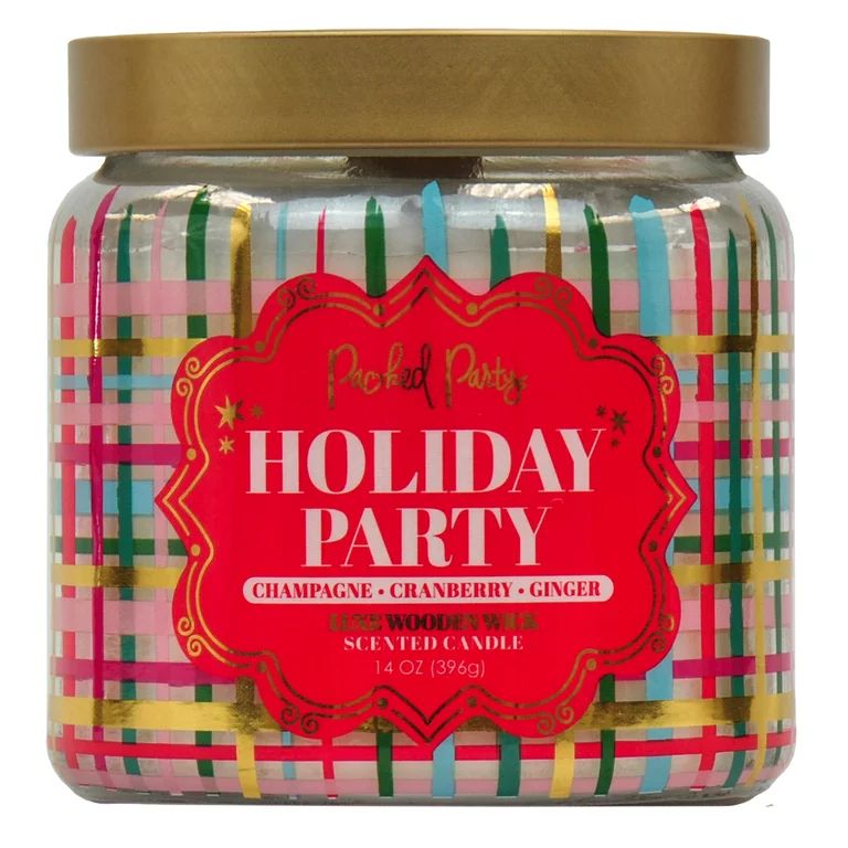 Packed Party Holiday Party Wrapped Christmas Holiday Candle with Wood Wick, 14-Ounce - Walmart.co... | Walmart (US)