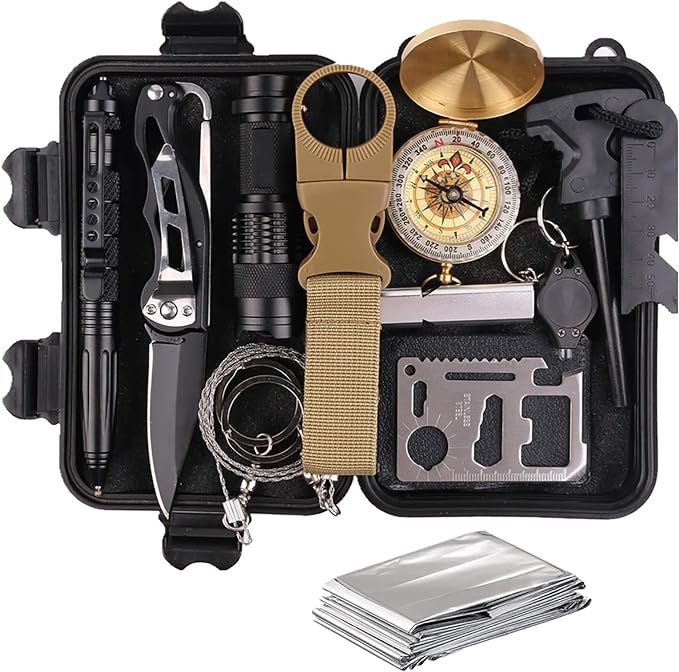 TRSCIND Survival Gear Kits 13-in-1 Outdoor Emergency SOS Survive Tool for Wilderness/ Trip/ Cars/... | Amazon (US)
