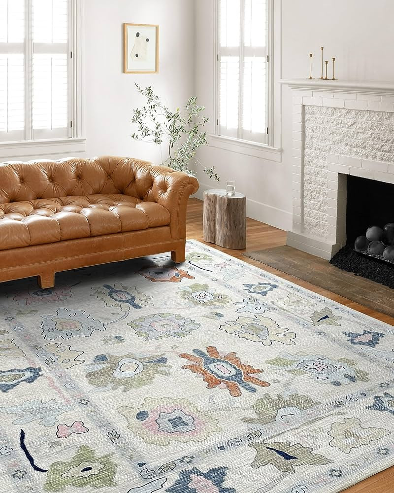 Faded Oushak Rug, Turkish Vintage Floral Pastel Large Oversized Area Rugs for Living Room Dining ... | Amazon (US)