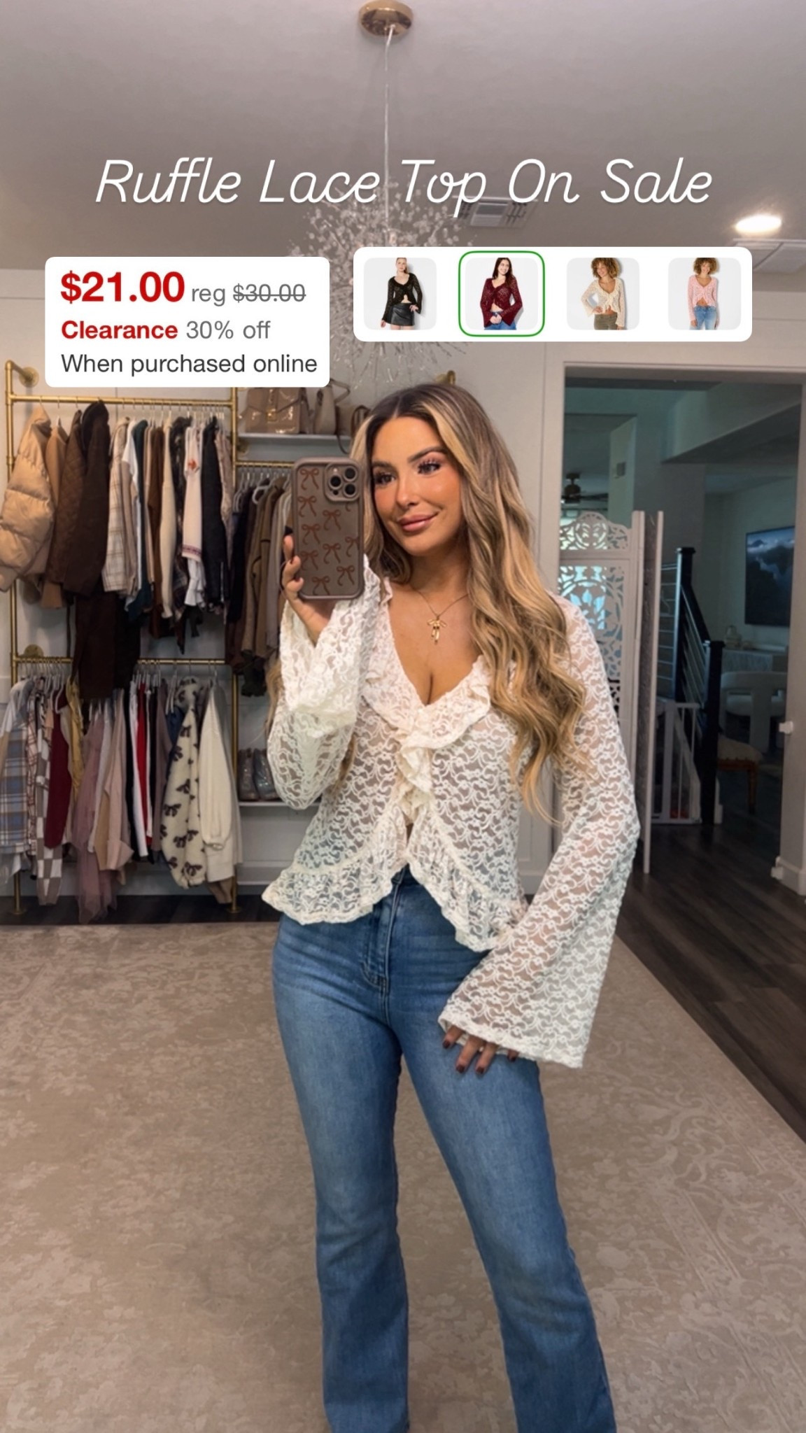 The cutest ruffle lace top / perfect for spring or a night out or date night 

#LTKdayinmylife #LTKValentine #LTKootd