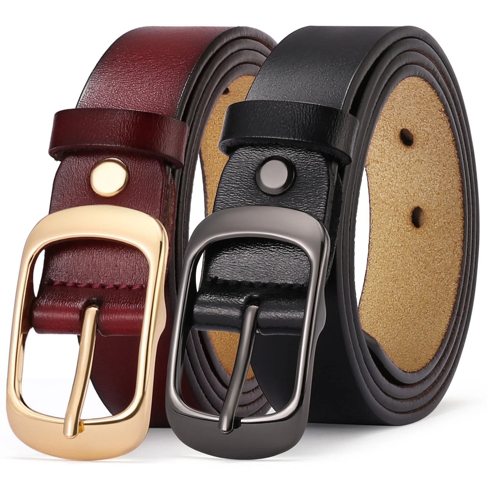 SENDEFN 2 Pack Women Leather Belts with Pin Buckle Waist Belt for Jeans Pants Dresses | Walmart (US)