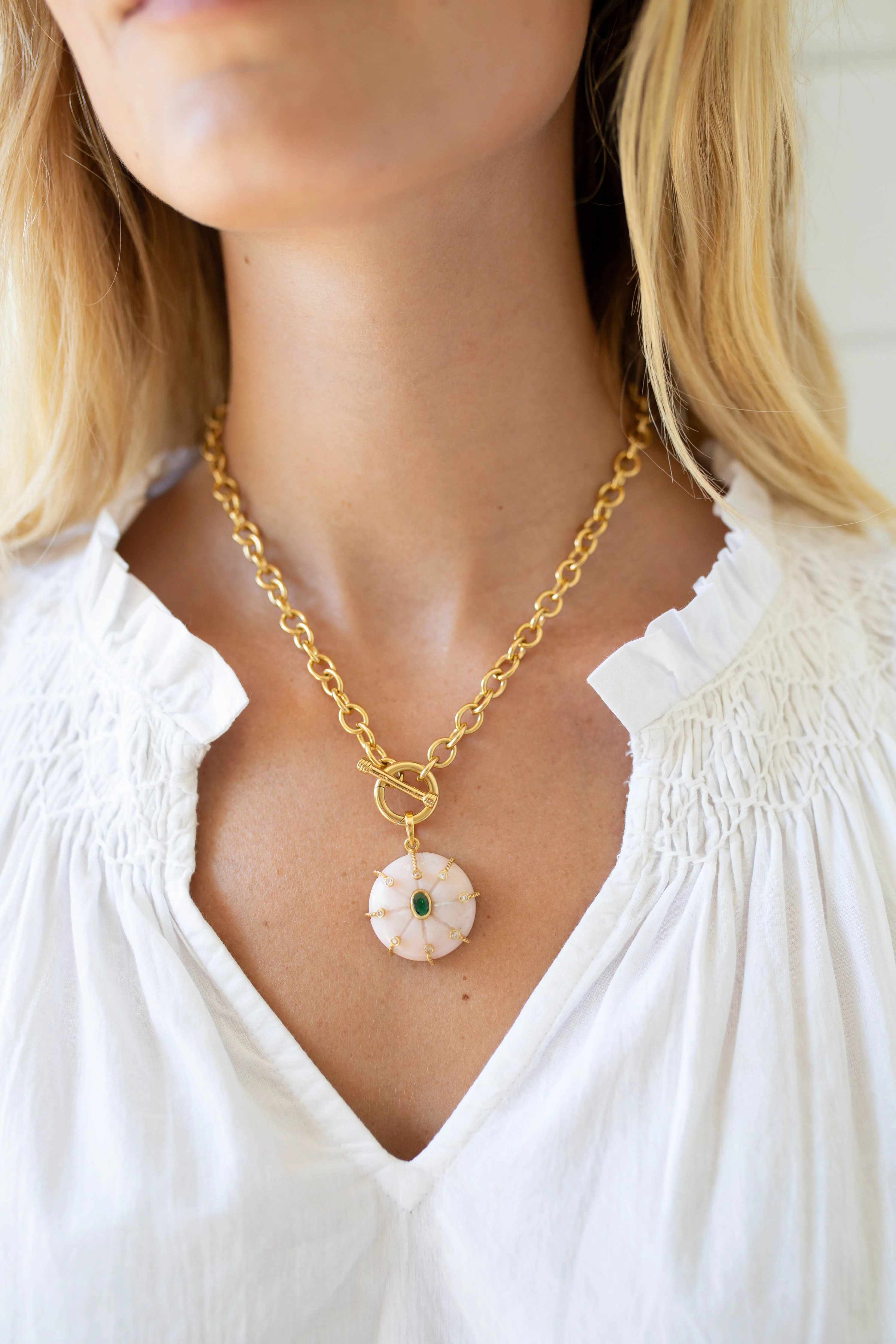 Pink Opal & Emerald Charm - Pink | Marea